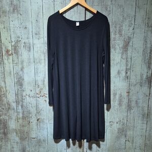 Old Navy Black Long Sleeve Crewneck Dress